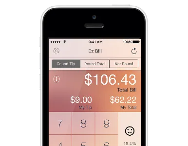 Ez Bill's sleek interface on phones and tablets, designed with a soft, candlelight-like glow to ensure a comfortable experience while splitting the bill in dimly lit settings.