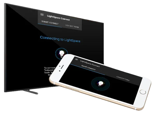 LightSpace Connect on phone, tablets and smart TVs