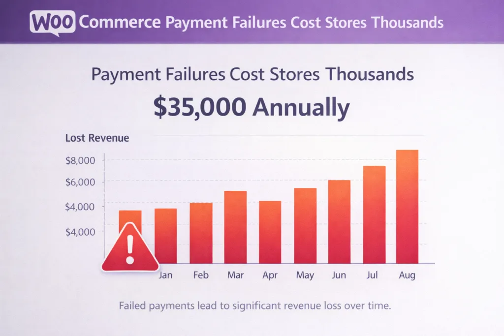 Chart showing WooCommerce payment failures cost stores thousands annually